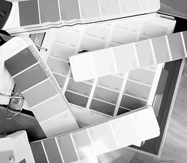 Paint color swatches and sample strips for interior design color consultation — Simply Enhanced Homes