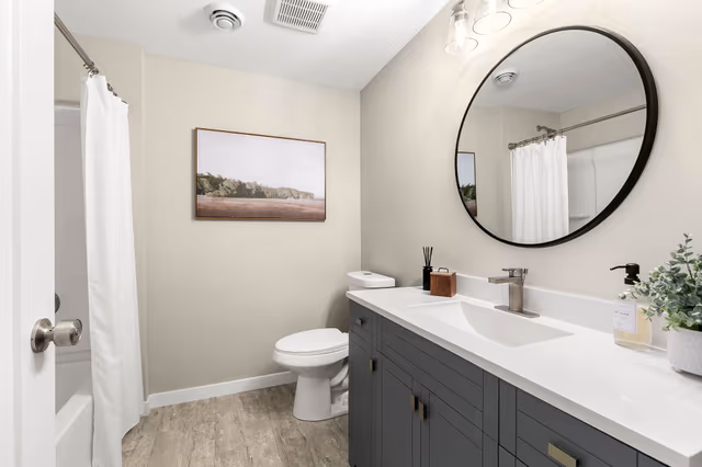 Lower level bathroom — gutted to the studs, with a new fixture layout for more space — St. Cloud, MN remodel by Simply Enhanced Homes