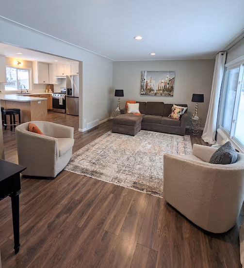 Living room — removed a partial wall to open the spaces to each other — St. Cloud, MN remodel by Simply Enhanced Homes